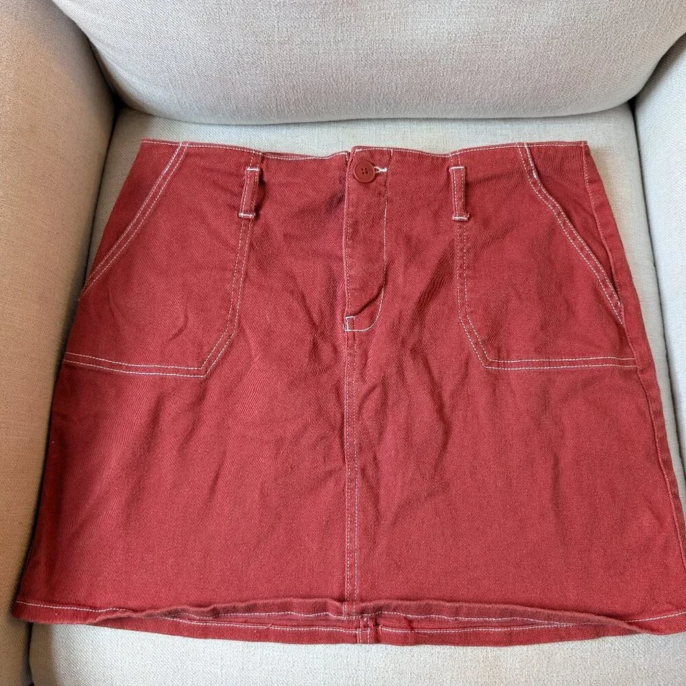 Rue 21‎ Denim Mini Skirt Red Burgundy Size XL